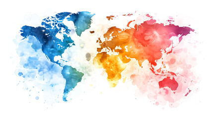 Watercolor World Map transparent background