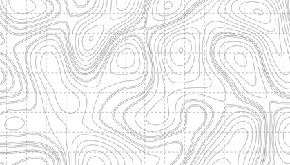 Background of the topographic map. Topographic map lines, contour background. geographic contour map paper texture. terrain path isolated on a white background. - obrazy, fototapety, plakaty