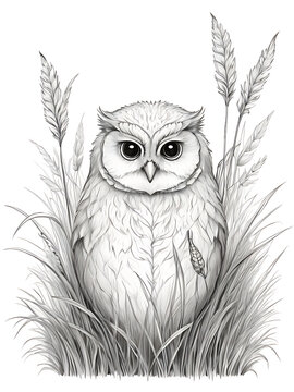 Owl outline coloring page white background  ai generated 