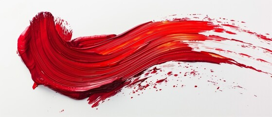 A dramatic swirl of red paint, suggesting motion and artistic flair on a pristine white background.