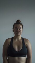 Fototapeta na wymiar unconventional fit woman doing sports photography in studio