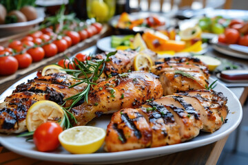Lemon herb grilled chicken on plate