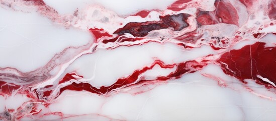 A detailed closeup of a pink and white marble texture resembling a landscape of snowcovered slopes, creating a unique art event