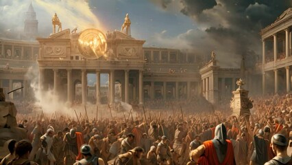 Ancient Roman city of St. Petersburg, Russia. Digital painting, AI Generated