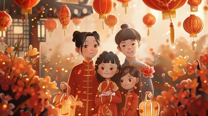 Capture the heartfelt moments of families gathering together to share stories and memories of their ancestors during Ching Ming festival - obrazy, fototapety, plakaty