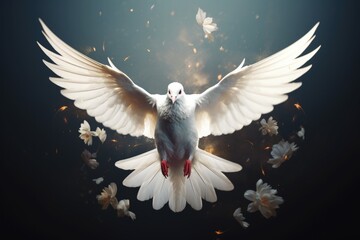 White dove bird flight. Animal nature freedom hope symbol. - obrazy, fototapety, plakaty