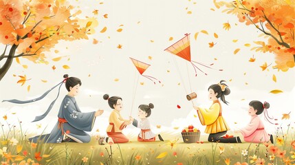 the traditional activities of kite flying and picnicking in honor of ancestors during Ching Ming festival