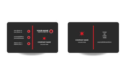 Modern and simple business card design with red, black and white color