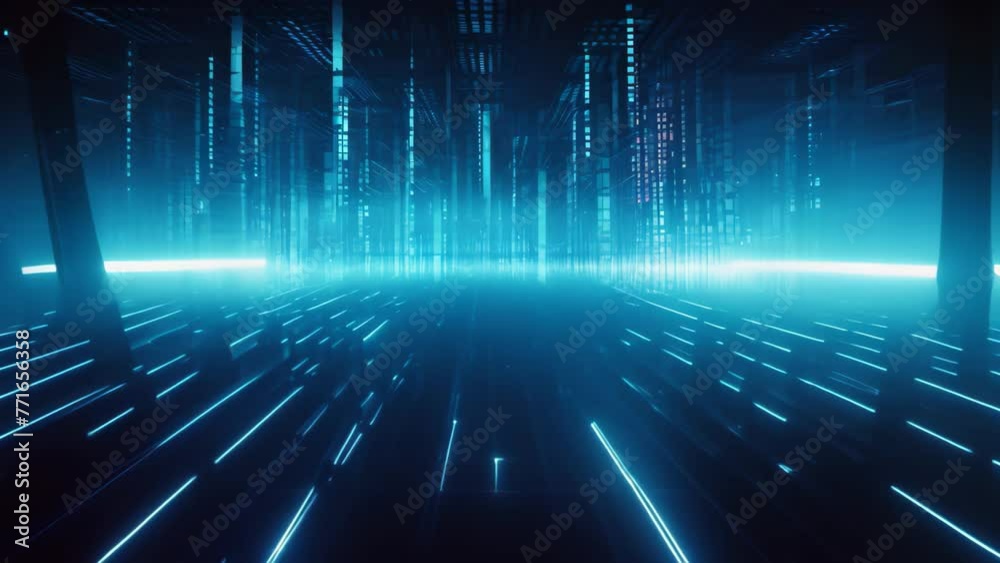Poster abstract technology background with glowing lines and bokeh effect, abstract background theme techno