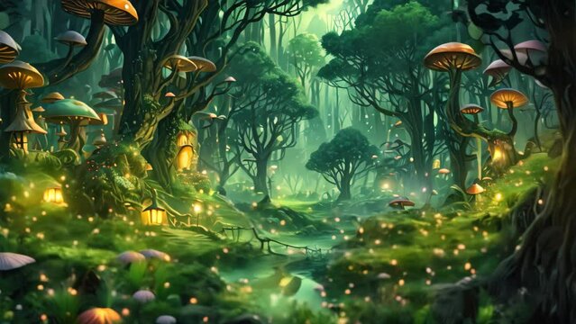 3D rendering of a fairy tale scene in the middle of the forest, AI Generated
