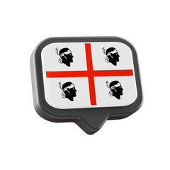 italian flag of sardegna, sardinian flag on 3d speech bubble, transparent background