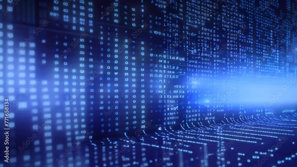 Poster binary code on a dark background, computer generated abstract background, 3d render, abstract stock 