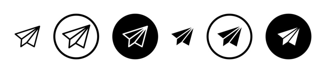Paper plane line icon set. Paper aeroplane line icon. Paper aircraft sign suitable for apps and websites UI designs.