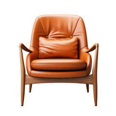 Midcentury modern armchair isolated on transparent background, PNG available