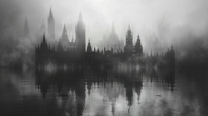 An ethereal palace emerges from the mist of dreams, a sanctuary of boundless creativity and wonder. - obrazy, fototapety, plakaty