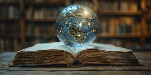 An ethereal orb of poetry hovers above the pages of an unlocked journal, amidst a softly vanishing setting, telling a universal tale.