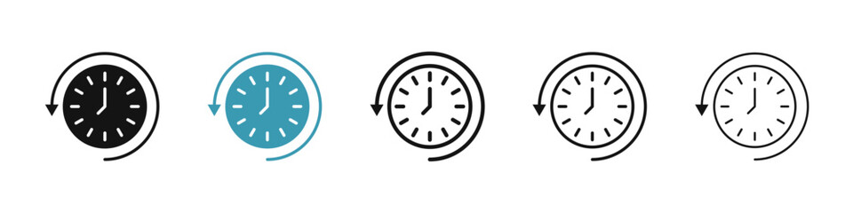 Past Time Line Icon Set for UI Designs. Recent Browser History Vector Icon. Past Days Sign for UI Designs.