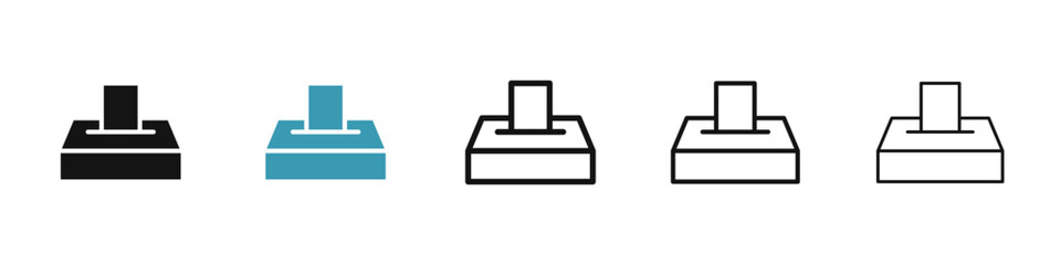 Ballot Vector Icon Set. Democracy Election Vote Box Line Icon. Voter Hand Icon for UI designs.