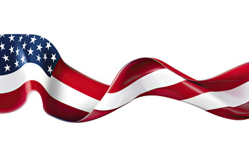 United States Flag Ribbon. American Flag Header Long, Isolated On transparent 