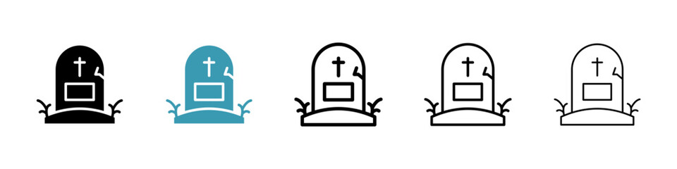 Tombstone vector icon set. rip headstone vector icon. death grave tone icon. gravestone vector icon for UI designs. - obrazy, fototapety, plakaty