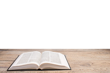 open book. Composition with hardcover books, fanned pages, isolated on white background. Back to school. Copy Space. Education background.