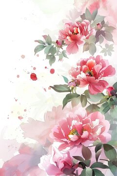 9w watercolor style light birthday peony backgroun