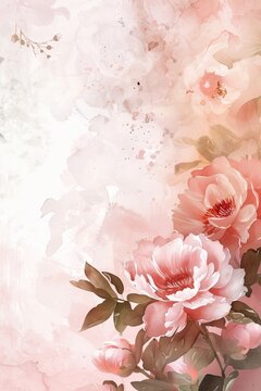 9w watercolor style light birthday peony backgroun --