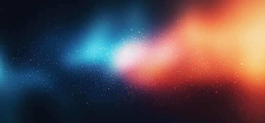 Abstract cosmic background with a gradient of blue to red hues and sparkling stars, suitable for...