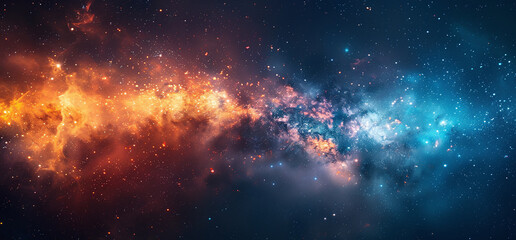 Vibrant cosmic background with a colorful nebula and starry space, suitable for astronomy themes and abstract wallpapers. - obrazy, fototapety, plakaty