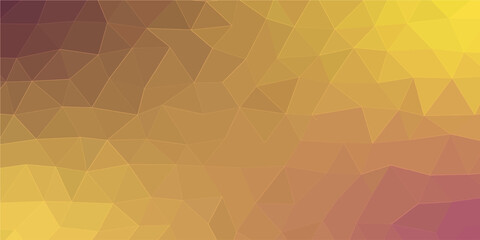 Abstract Low poly geometric background . Crystal Gold triangles . Polygon layout with gradient. Geometric retro tiles with gold -colored hexagon ceramic.