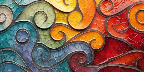 Abstrakte kunstvolle Mosaik Muster Hintergrund Motiv im Querformat für Banner, ai generativ