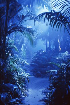 deep blue moolight jungle
