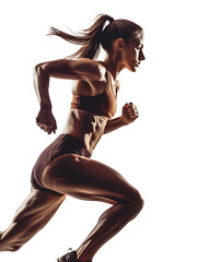 Action Shot of Strong Female Running Athlete Transparent Background PNG