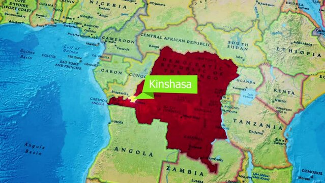 map of Kinshasa, the capital of Democratic Republic of the Congo.Zooming In: Exploring the Details of the Kinshasa Map
