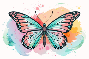 graceful butterfly sideways without soft watercolor 