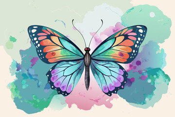 Fototapeta na wymiar graceful butterfly sideways without soft watercolor 