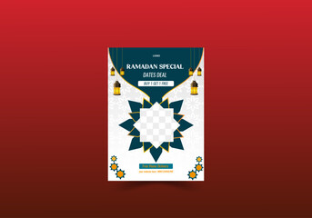 modern new white background Ramadan flyer design template.