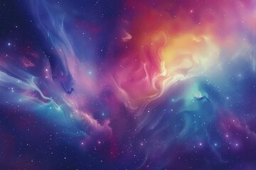 Cosmic abstract background, colorful galaxy with nebula and stars, space art - obrazy, fototapety, plakaty