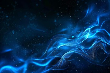 Cool blue glowing wavy lines and elements on dark background