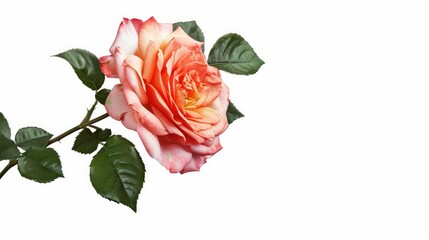 Beautiful colorful rose flower  isolated on white background Generative AI