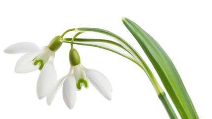 Beautiful colorful snowdrop flower  isolated on white background Generative AI
