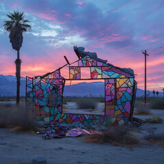 sunset in the desert