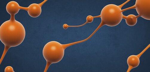 Neuronal molecular orange links on a blue background