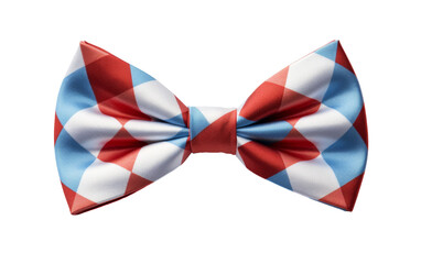 A vibrant red, white, and blue bow tie, standing out against a clean white background