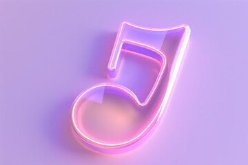 A neon pink note with a pink stem. The note is glowing and he is a symbol of music