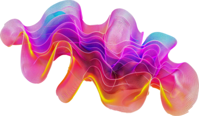 Colorful digital wave form abstract cut out on transparent background