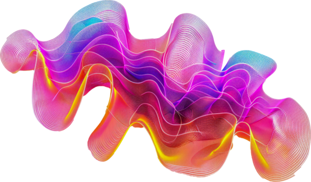 Colorful digital wave form abstract cut out on transparent background