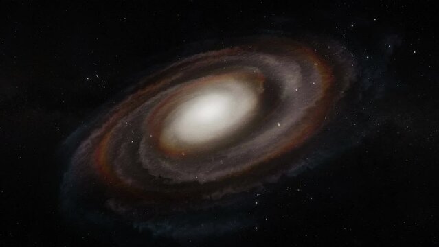Andromeda Galaxy moving in the cosmos 3d render 4k animation, space galaxy in space