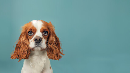 Spaniel Hund als Nahaufnahme für Poster und Kalender mit Platzhalter, ai generativ