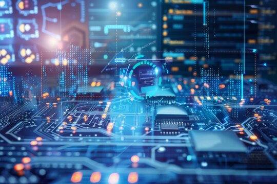 Computer Circuit Board With Clock